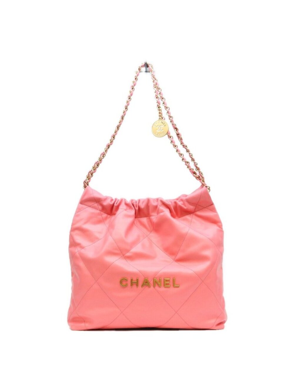 Chanel Coral Pink Shiny Calfskin Chanel 22 Small Shoulder Bag
